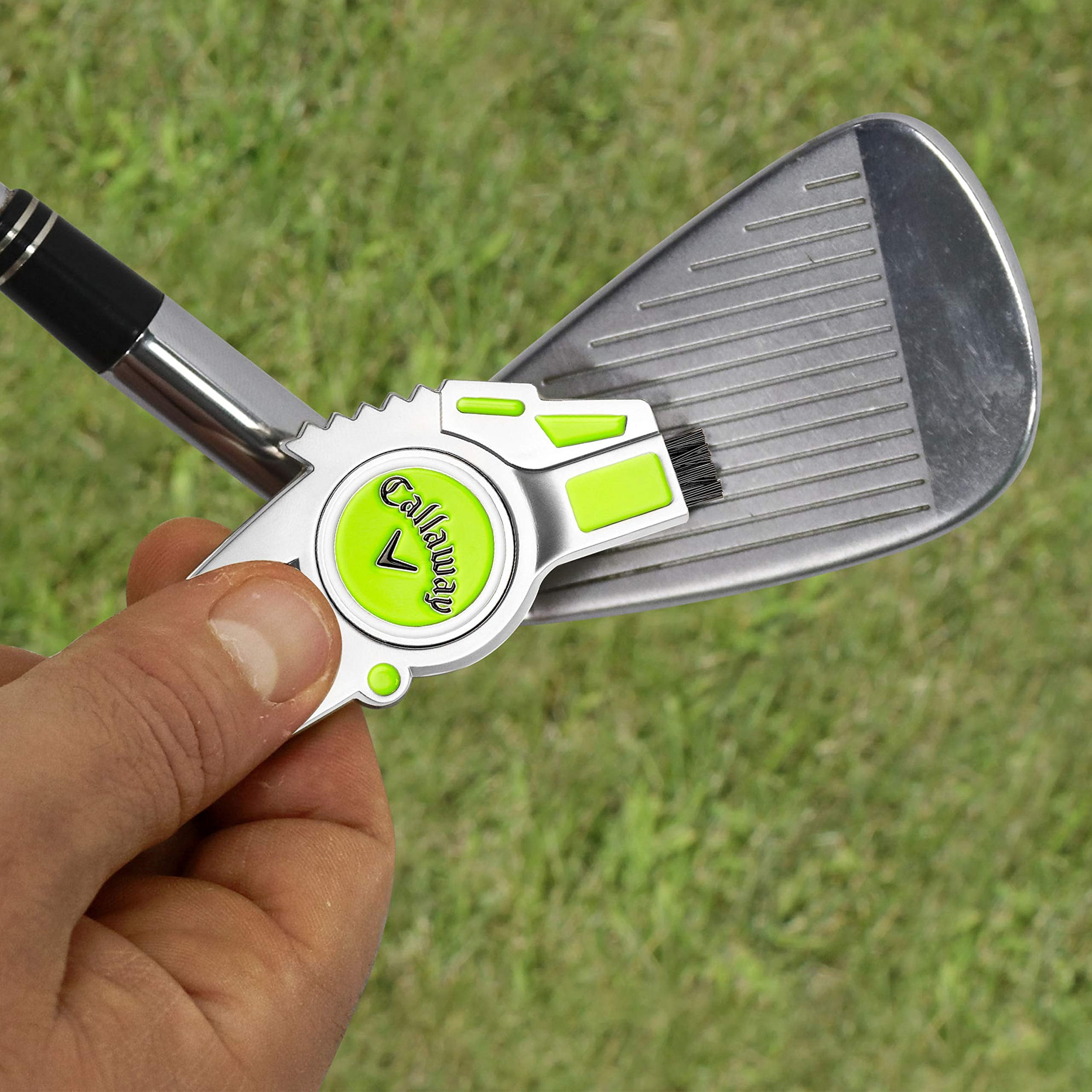 Golf 4 in 1 Divot Repair Tool, Includes Ball Marker, Brush and Groove Cleaner, Green
