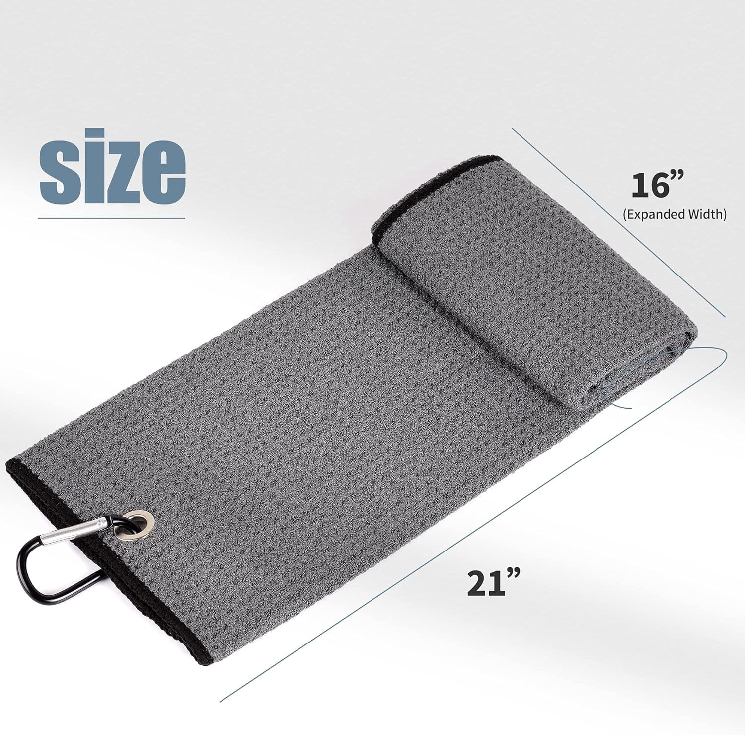 Microfiber Waffle Pattern Golf Towels - Tri-Fold Design with Club Groove Cleaner Brush Tool Kit and Retractable Cord Clip, Ideal Gift for Golf Enthusiasts