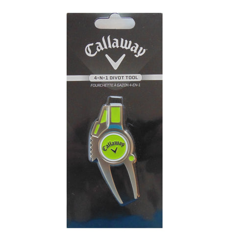 Golf 4 in 1 Divot Repair Tool, Includes Ball Marker, Brush and Groove Cleaner, Green