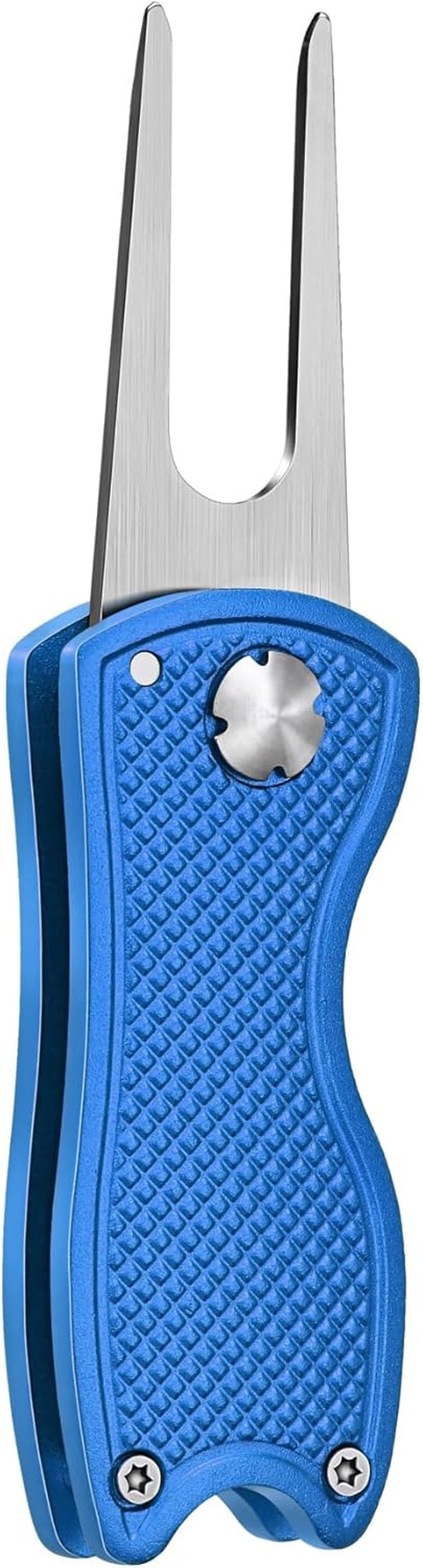 Premium All-Metal Foldable Golf Divot Repair Tool with Pop-Up Button and Magnetic Ball Marker, Available in 2 to 6 Pack